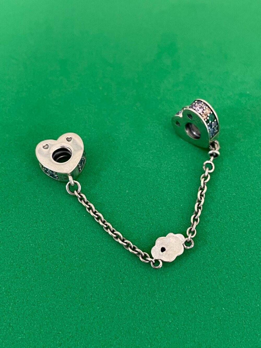 Pandora Rainbow Hearts & Cloud Safety Chain Charm Sterling silver Charm - Picture 3 of 6